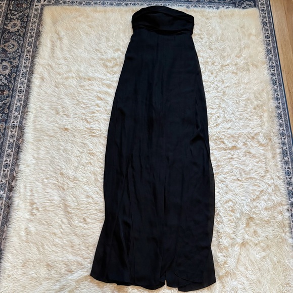 Oscar De La Renta Black Drape Strapless Silk Column Gown Dress - Size 00 - Picture 4 of 9